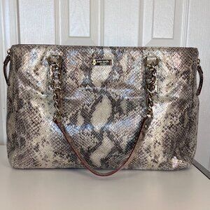 Kate Spade Faux Snake Skin Large Side Zip Tote